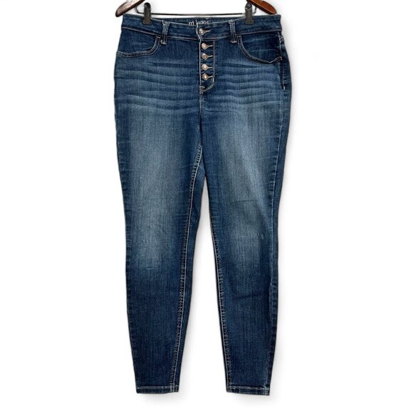 Maurices Jeans Women Size L Blue Skinny High Rise Button Fly Stretch Curvy - Picture 2 of 16
